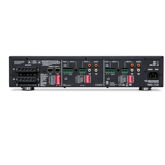 JBL VMA2120 - Black - 120W, 2 Channel Commercial Mixer-Amplifier - Back