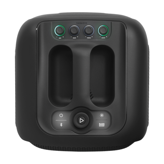JBL PartyBox Encore - Black - Portable party speaker with 100W powerful sound, built-in dynamic light show, included digital wireless mics, and splash proof design. - Top