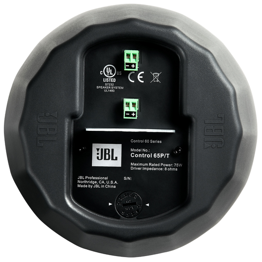 JBL Control 65P/T - Black - Compact Full-Range Pendant Speaker - Back