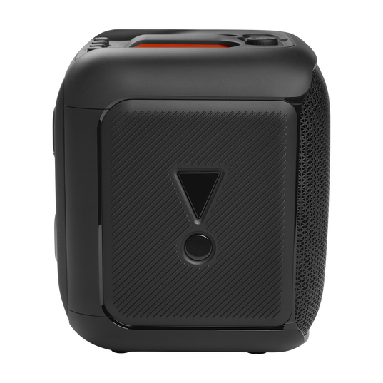 JBL PartyBox Encore - Black - Portable party speaker with 100W powerful sound, built-in dynamic light show, included digital wireless mics, and splash proof design. - Left