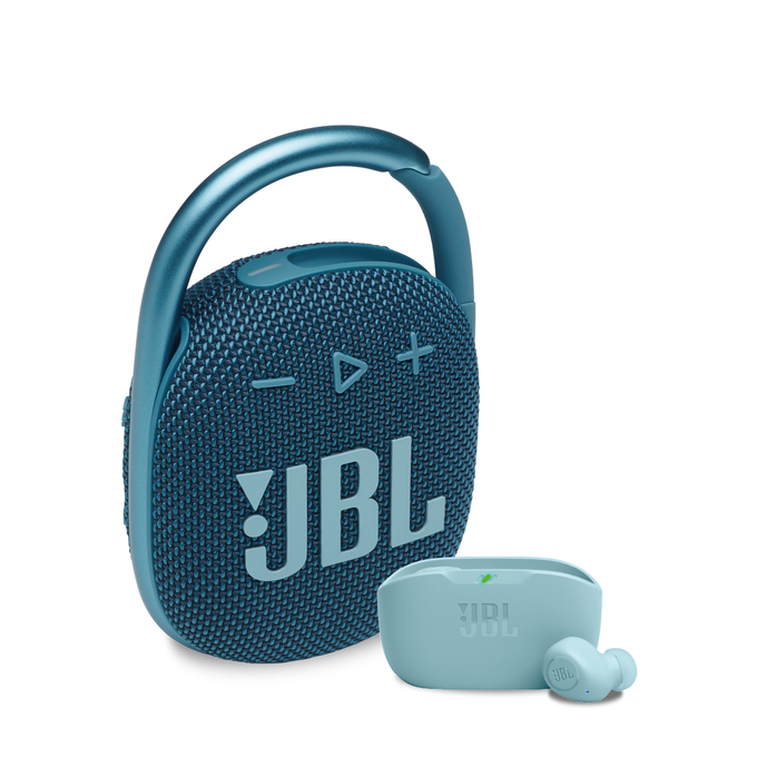 Combo JBL Clip 4 Blue + Vibe Buds Mint