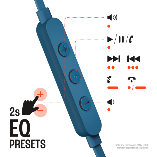 JBL Tune 310C USB - Blue - Wired Hi-Res In-Ear Headphones - Front image number null